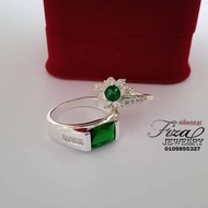 cincin couple permata hijau silver 925, cincin couple batu hijau perak 925, silver 915 couple ring i