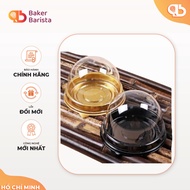 Plastic box with clear to black and yellow lid for moon cakes and mochi XY68 (set of 50c)