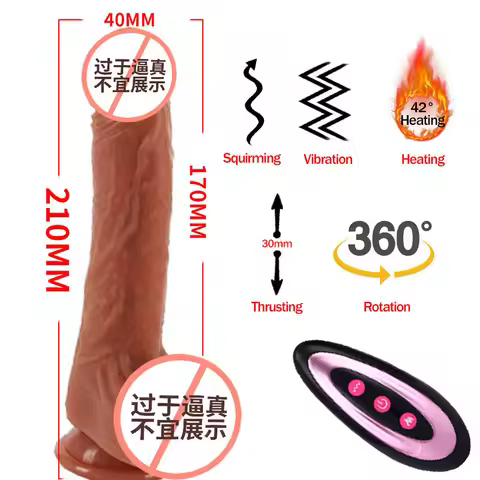 Realistic Telescopic Vibrator Heating Wireless Remote Control MasturbationDevice Dildo Automatic Thr