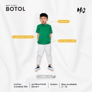 HIJAU HN2 Plain Antibacterial Bottle Green Children's Short Sleeve Premium Cotton Combed 30s T-Shirt