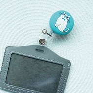 Lovely【日本布】領結白貓咪伸縮扣環 +卡套、悠遊卡、證件套E