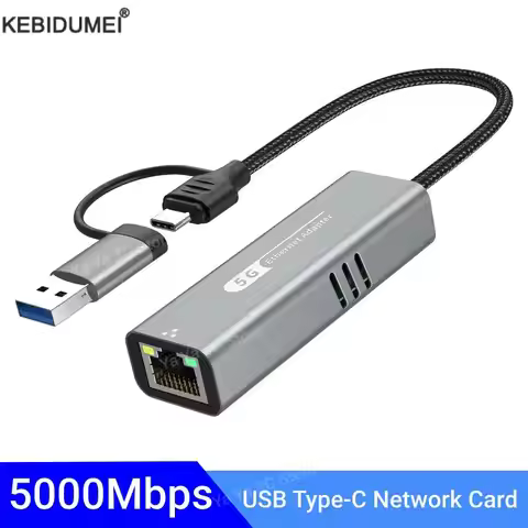 USB C to 5Gbps Ethernet Adapter USB 3.0 to Ethernet 2.5 Gigabit Converter USB3.2 to RJ45 Network Ada