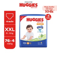 Tã quần Huggies Skincare Mega Jumbo M106/L100+4/XL84+4/XXL76+4 với tràm trà dịu da