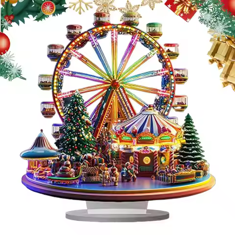 2D Ferris Wheel Shelf Ornaments Desktop Ferris Wheel Decor Christmas Ferris Wheel Sign Acrylic Ferri