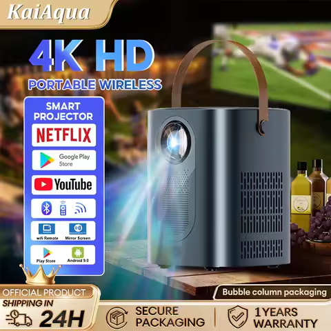 New KaiAqua HY6 Projector Android 9 350ANSI HD 4K Native 1080P Dual Wifi6 BT5.0 Cinema level Portabl