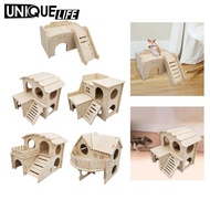 [Yoyoyo1] Wooden Hamster House Detachable Hamster Hideout for Lemmings Hamster Mouse