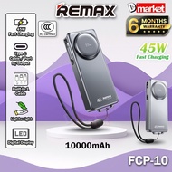 【3C Certified】Remax FCP-10 10000mAh Powerbank 45W Fast Charging Power Bank Built In Cable Bank Kuasa