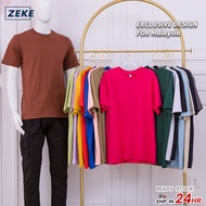 ZEKE A0004 Oversized T-Shirt Man 220GSM Combed Cotton Plain Color Lelaki Half Sleeve High Collar Tsh
