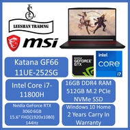 [Brand New] MSI GF66 11UE-252SG Gaming Laptop (i7-11800H | 16GB RAM | RTX 3060 | 15.6" FHD 144hz | WIN 10 HOME)