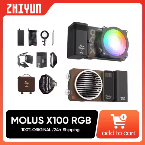 ZHIYUN ORIGINAL Molus X100 RGB for Studio Vlog Live Stream 8 sold LED Light APP Control 2550mAh Batt