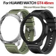 Silicone+Woven Strap +Case compatible for HUAWEI WATCH GT4 46mm Watch Protective Case PC Hard Bumper