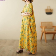 Oladivi Fashion Floral Printed Plus Size Bohemian Long Dress Women Summer New Short Sleeve Casual Lo