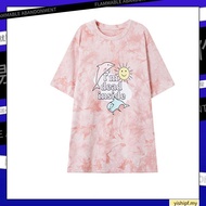 Summer Short-sleeved Cotton T-shirt Women Loose Tie-dye Printing Sisters Korean Oversized Women's To