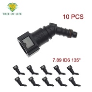 2/5/10 Car Fuel Line Quick Connector Hose Coupler 7.89 ID6 135° Rubber Nylon Oil Line Pipe Connect D