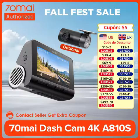 70mai 4K Dash Cam A810S Built-in GPS & ADAS Buffered Emergency Recording IMX678 STARVIS 2 HDR 24H Pa