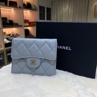 Chanel 經典 三摺銀包 灰色