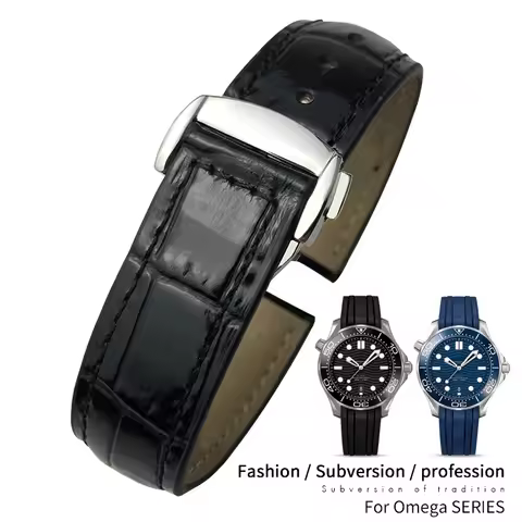 18mm 20mm 22mm Leather cowhide watch strap for Omega 007 seamster 300 De ville AT150 19/21mm Command