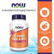 NOW Supplements, C-1000 Zinc & D-3, Seasonal Immune Support, 100 Veg Capsules