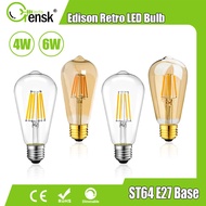 Vintage Edison Led Filament Bulb ST64 4W 6W Amber Clear Glass Light Lamp E27 Base Warm White Energy Saving Led Bulb
