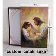 lukisan cetak hati kudus yesus dan maria MDF