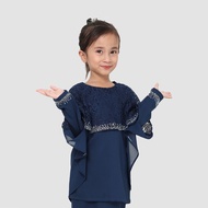 [ Baju Kurung Moden ] KURUNG MELEANA KIDS  Color NAVY BLUE Material Moss Crepe