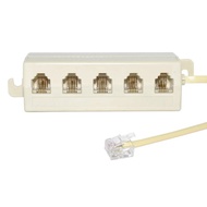 CY 5 Way Outlet 6P4C RJ12 RJ11 6P4C to 6P4C 4 Way Telephone Line Modular Splitter Adapter