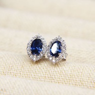 18K莫桑藍寶石耳環 | 復古仿真鑽耳飾 | 經典藍寶石耳環 | 藍寶石