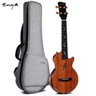 Enya Tenor Ukulele All Mahogany Ukulele with Built-in AcousticPlus Pickup and Deluxe Ukulele Case(EUT-Feather Natural)