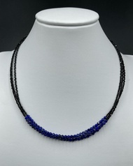 Lapis lazuli with black spinel necklace 2.0-2.5 MM Lapis lazuli พร้อมสร้อยคอนิลสีดำ 2.0-2.5 MM