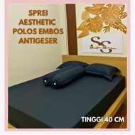 AESTHETIC PLAIN EMBOSED BEDSHEET 40 CM HEIGHT PREMIUM ANTI-SLIDE