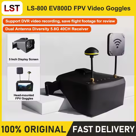 LST LS-800D FPV Goggles EV800D 5.8G 40CH Receiver 5 inch 800*480 LCD Screen Video Headset HD DVR Div