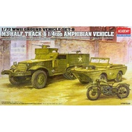 Academy Tank Model Size 1/72 AC13408 U.S. M3 Half Track & 1/4-ton Amphibian Vehicle