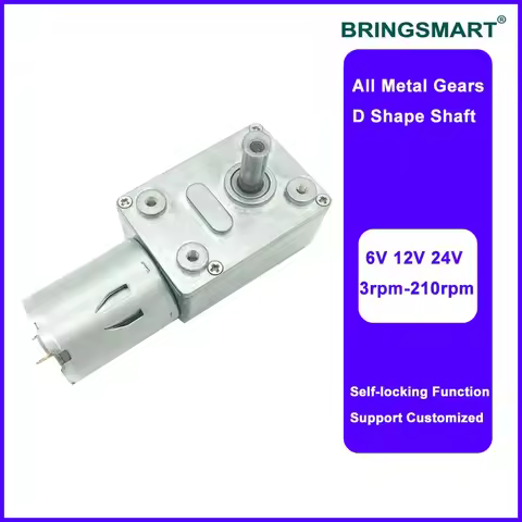 Bringsmart JGY-370 DC Worm Geared Motor 6V 12V 24V Self-lock Reversed Reducer Mini Reduction Box Low