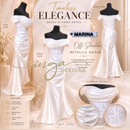 Minimalist Civil Wedding Dress – Elegant Mermaid Silhouette in Metallic Gazar