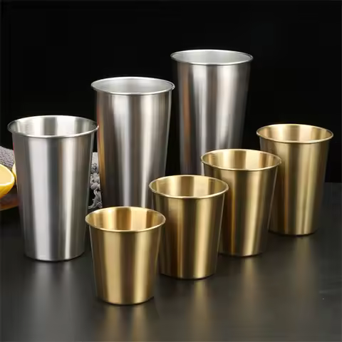 10pcs Stainless Steel Pint Cup Unbreakable Drinking Glasses Metal Beer Glasses