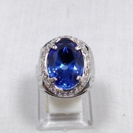 SILVER RING 926 GEM KING SAPPHIRE CUTTING DIAMOND