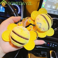 SOMEDAYMX Bee Plush Keychain, Funny Cartoon Bee Plush Brooch, Key Holder Stuffed Cotton Cute Little Bee Shape Plush Animal Bee Keyring Couple
