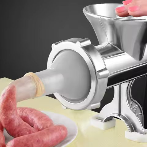 Manual Meat Grinder Hand Cranked Meat Mincer With Tabletop Clamp Sausage Stuffer Machine Aluminum Al