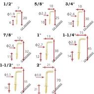 HIN Brass Plated Screw L Hook / Brass L Hook / L Shape Brass Hook