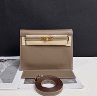 W刻 HERMES kelly danse evercolor 皮大象灰 金扣