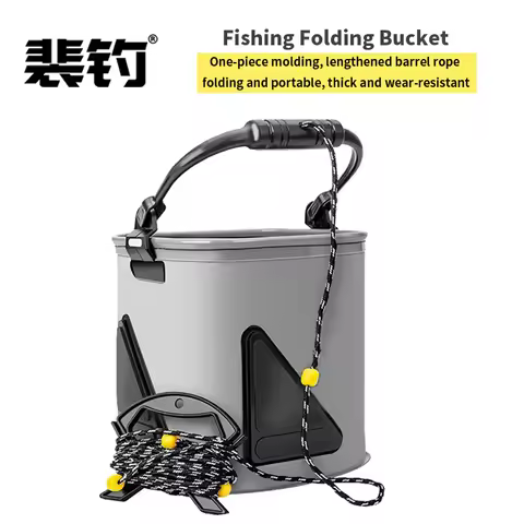 PD Fishing Tackle Fishing Bucket with Rope eva Folding Iso Fishing Bucket Thickened with Lid Portabl