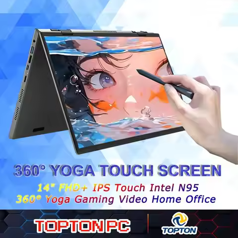 2025 Drawing Laptops Dual Screen 360° YOGA Laptop 12th Gen Intel N95 2*14 Inch 2.5K Touch IPS Window