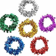 Leadigol 6 Roll Sparkly Star Tinsel Garlands with Wire,Christmas Metallic Garland,Christmas Star Wire Garland for Christmas Tree Party Decoration,25 Ft x 6