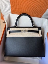 Hermes Kelly 25 ck89 noir 黑銀 Epsom W