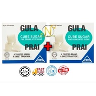 GULAI PRAI Cube Sugar Gula Pasir Halus | Cube Sugar Fine Granulated Sugar COMBO 5g x100sachet x2 + B