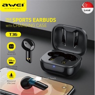 Awei Earbud T36 T68 ENC IPX6 Waterproof TWS Wireless Headset Mic Bluetooth Ultra-long Standby Stereo Semi-in-ear Headset