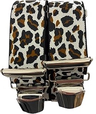 Men's Braces - Leopard Pattern - 3.5 cm Wide Adjustable 65-125 cm - X-Shape - Robust Clips & High Co