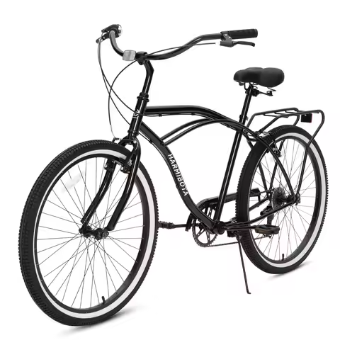 26 inch 7 speed beach bike, steel frame, upright comfortable seat, U-brake, multi-function rear rack
