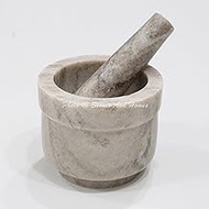Stones And Homes Indian Brown Mortar and Pestle Set Large Bowl Marble Spices Masher Stone Grinder for Kitchen and Home 4 Inch Polished Decorative Round Spices Masher Stone Grinder - (10 x 8 cm)