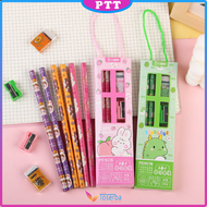 Stationery Set 5 in 1 Alat Tulis Anak Sekolah Penghapus penggaris Pensil Serutan Karakter Lucu Set A